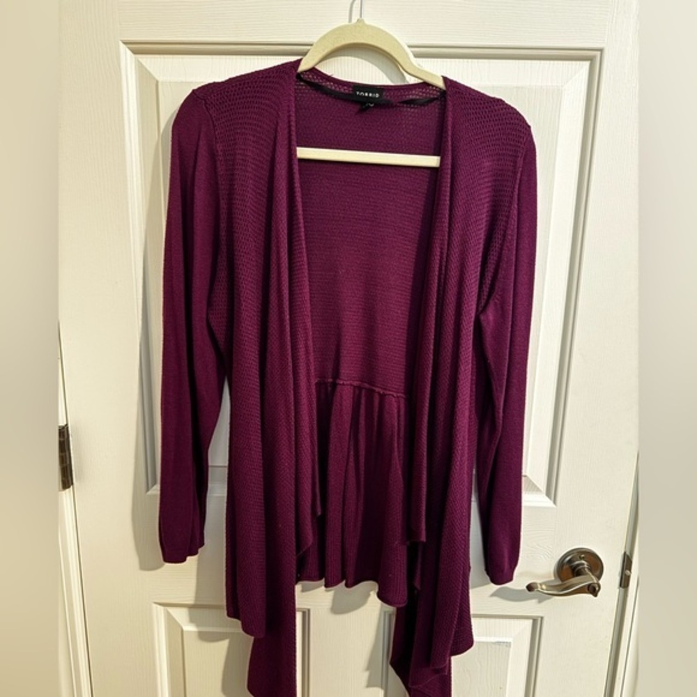 Torrid Open Front Drape Cardigan Burgundy Size 2X